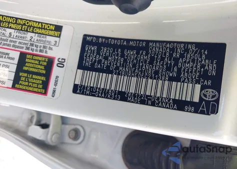 2014 Toyota Corolla L/Le/Le Plus/Le Premium/S/S Plus/S Premium из США, поврежденный, VIN 2T1BURHE0EC211388